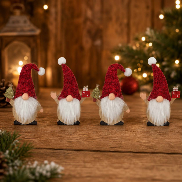 Weihnachtliches Wichtel-Set – 4 liebevolle Deko-Wichtel für ein festliches Zuhause